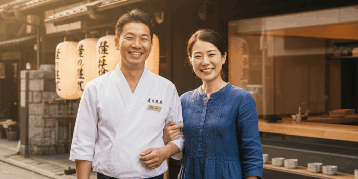 夫婦で営む飲食店の経営者