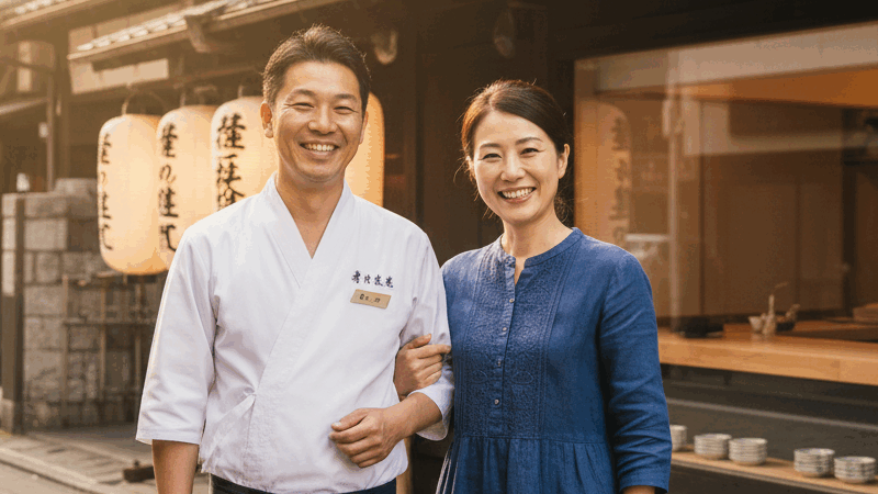 夫婦で営む飲食店の経営者