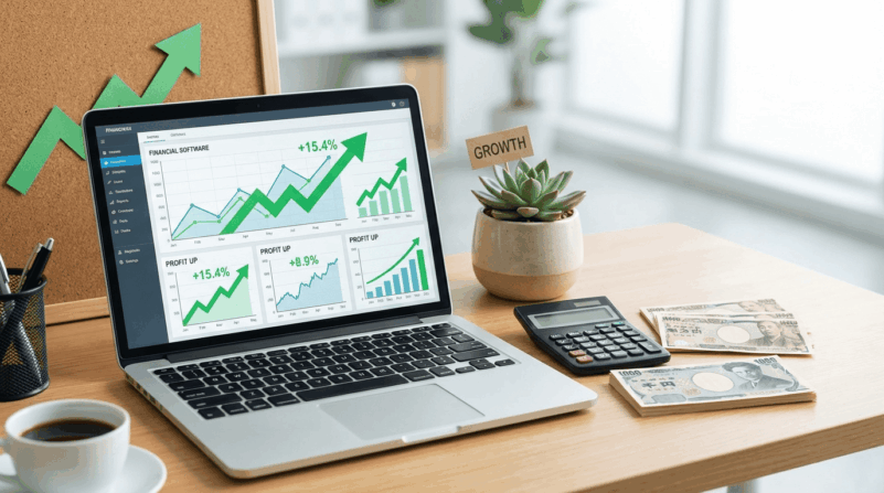 経営改善による財務成果の向上を示すグラフと資料