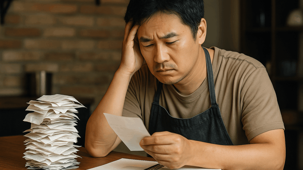 飲食店の経理作業に悩む経営者