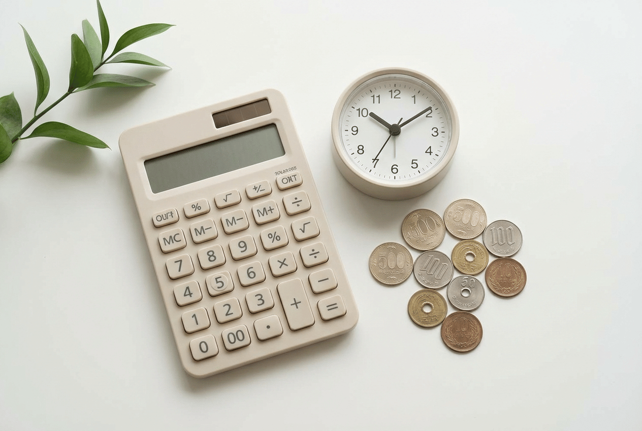 経営者の時給を計算するイメージ｜電卓と時計