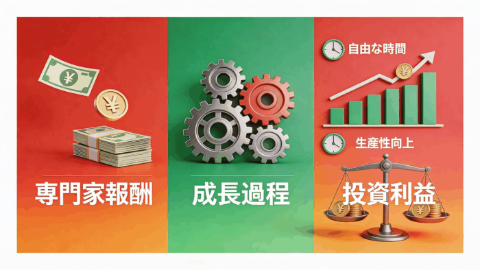 専門家を選ぶ3つの判断基準(現在の課題・経営者の時間価値・成長ステージ)を検討する飲食店経営者