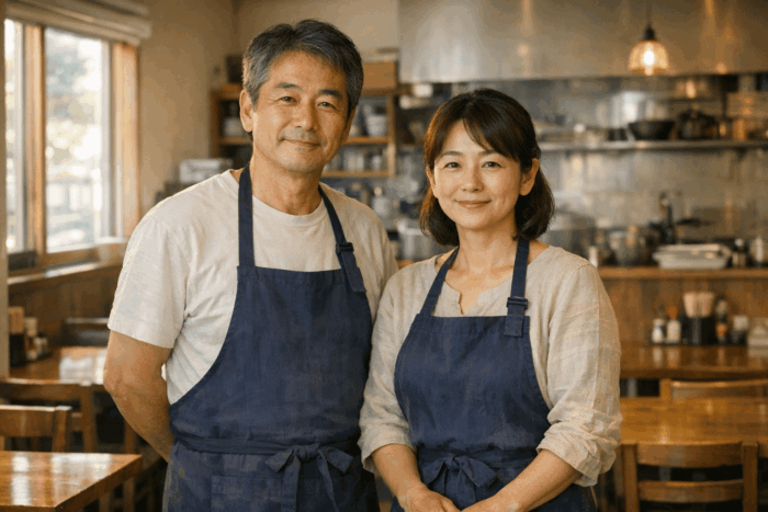 経営数字を把握し自信を持って店に立つ飲食店オーナー夫婦の笑顔