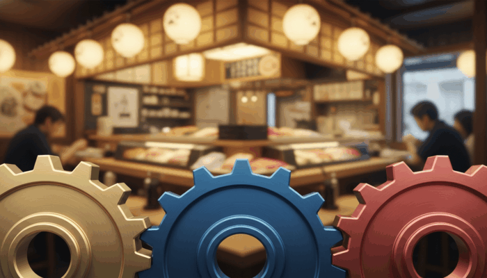 飲食店経営の3つの分析手法(分配率コントロール・ABC分析・時間帯別損益)が連携するイメージ